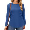 Damen Übergröße Oberteile Langarmshirts Rundhals Fließende Tunika Lässig Lockere Bluse L-5X