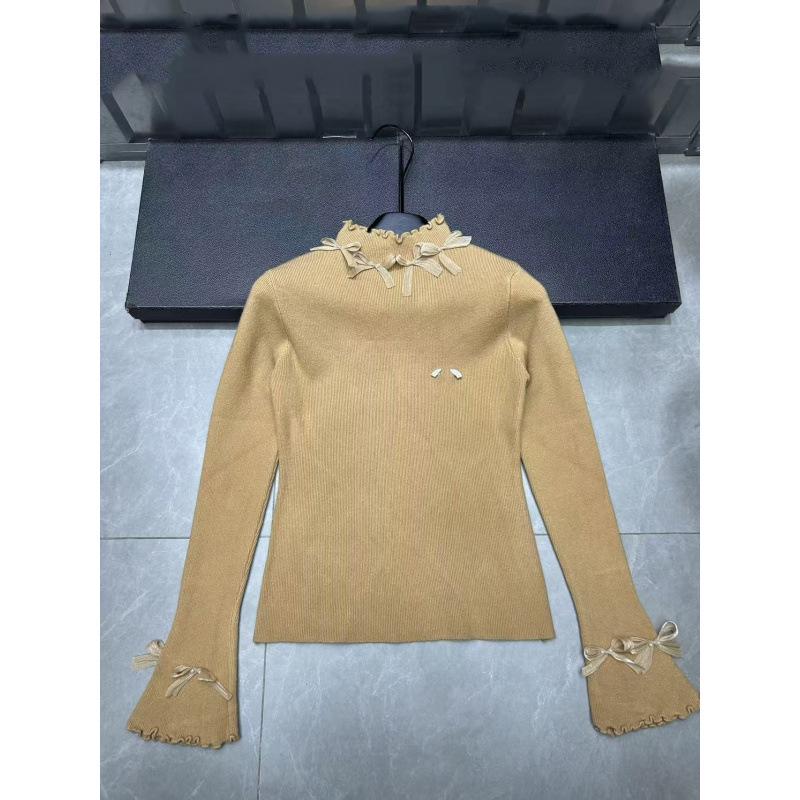 European Style High-Quality Spring Bow Neck Knit Base Layer