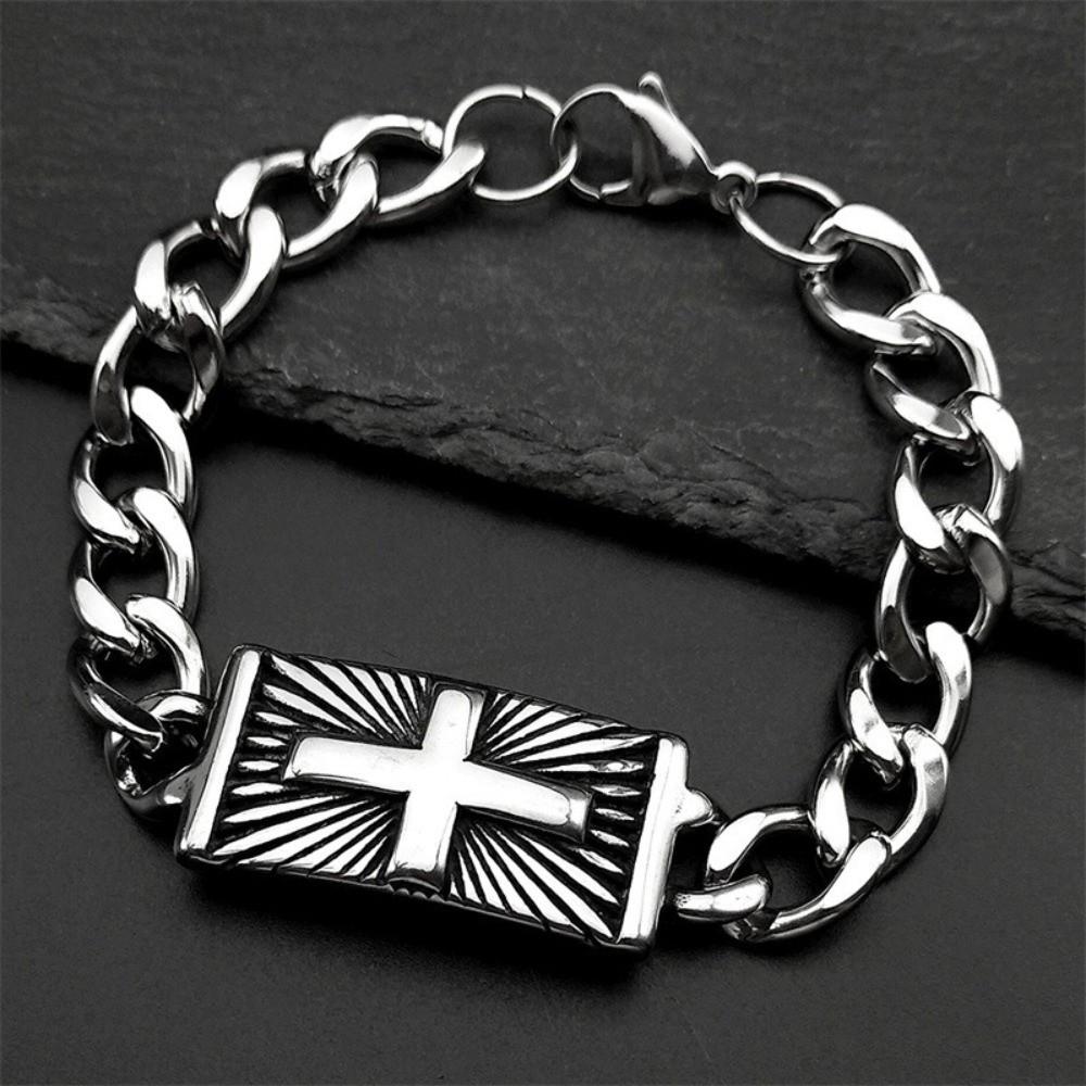 Creative Simple Cross Bracelet Stainless Steel Classic Hand Chain Elegant Bracelets Jewelry Accessories