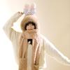 Women's Cozy Fox Ear Plush Hat with Integrated Scarf - Warm, Soft Lei Feng Design for Autumn and Winter. Perfect Ear Protection for Students.