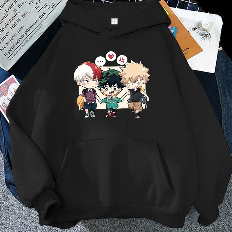 Hot Fashion Hoodies Anime Deku Todoroki Shoto Bakugou Katsuki Cartoon Printing Sweatshirt Unisex Long Sleeve Casual Tops