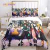 Demon Slayer's Japanese Carton Style Children's Print Beding Set with Soft Fabric Duvet Set Comfortable Bed Size Children's Girl Boy Gift