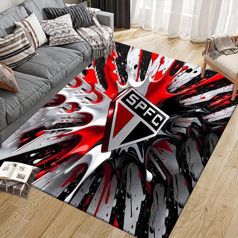 Sao Paulo FC Flannel Pattern Square Carpet,Area Rug,Carpet Rug for Living Room Bedroom Sofa Playroom Decor,Non-slip Floor Mat