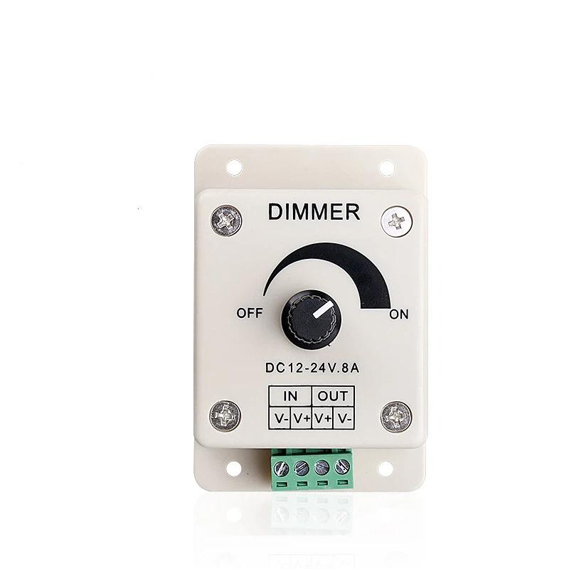 8A Adjustable Single Color Knob Dimmer Dc 12V 24V Led Rotary Wall Dimmer Switch Lamp Bulb Strip Driver Led Controller Dimmers