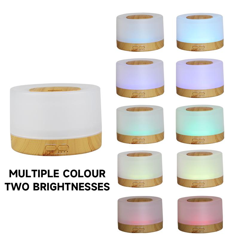 Remote Control Air Humidifier Essential Oil Diffuser 500ML Wood Grain Desktop Electric Aromatherapy Diffuser with LED Lights