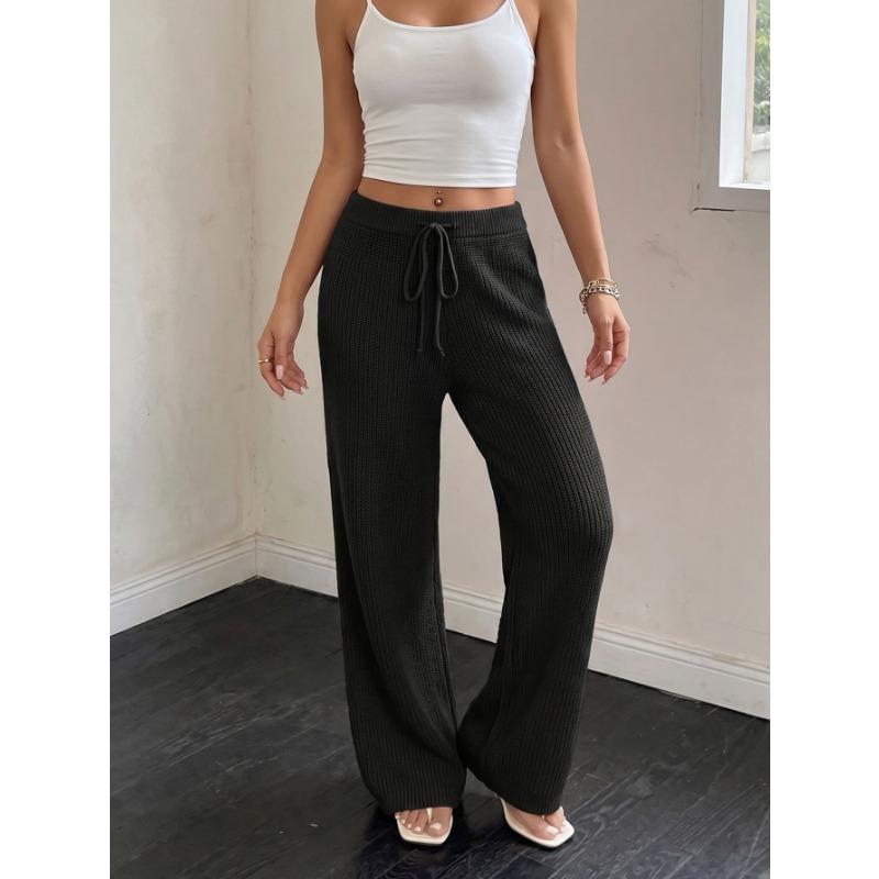 Women Comfortable Casual Thick Straight Wide Leg Long Pants