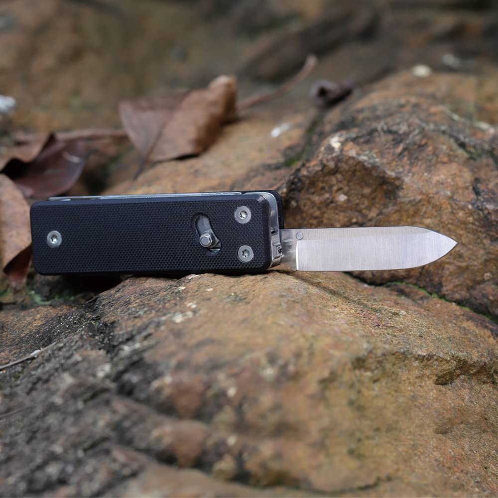 ROXON KS2E Elite D2 Blade 13 In 1 Multi-Tool Functional Pocket Knife with Large Scissors, G10 Handle, Pocket Clip, Perfect for
