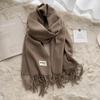 Winter Cashmere Solid Color Pashmina Tassel Scarf for Women Warm Scarves Wraps Girls Thicken Warm Shawl Wrap Echarpe Stole