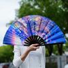 33cm velký skládací ventilátor na ruční rave Čínský/japonský přechod s barevným reflexním skládacím fanouškem Music Festival Fan Dance Fan Dárky
