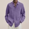 Men's 2024 Autumn V-Neck Long-Sleeve Loose Button Cotton-Linen Shirt