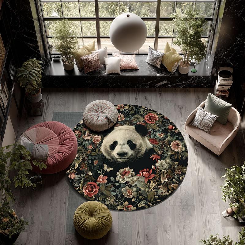 Raccoons & Dogs Pattern Round rug,Carpet Rug for Living Room Bedroom Playroom ,Non-slip Floor Mat,Holiday Gifts and Birthday Gifts.