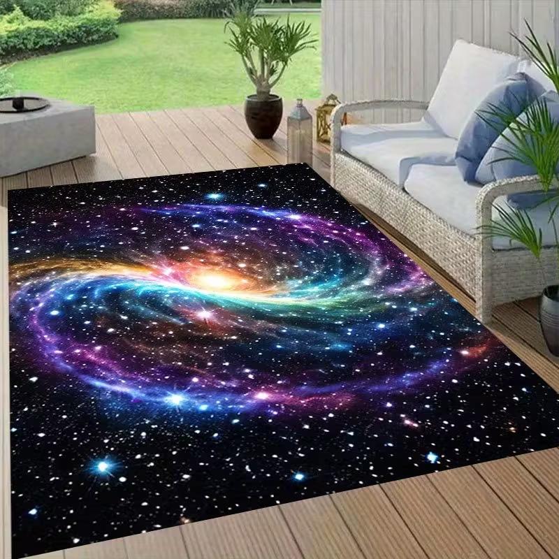 Galaxy Mat Heavyweight Non-Slip Area Mat with Cosmic Nebula Design Soft Floor Mat for Living Room Easy-Clean Mat for Home Decor