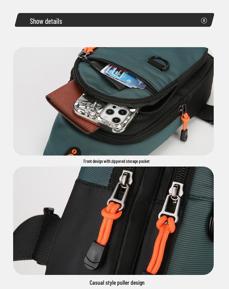 Trendy Lightweight Men's Commuter Chest Bag: Wear-Resistant, Large Capacity, Multi-Compartment Crossbody