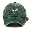 Classic Feathered Totem Print Baseball Cap - Black Outdoor Festival Hat With Wing & Design, Hand Washable Textile Material