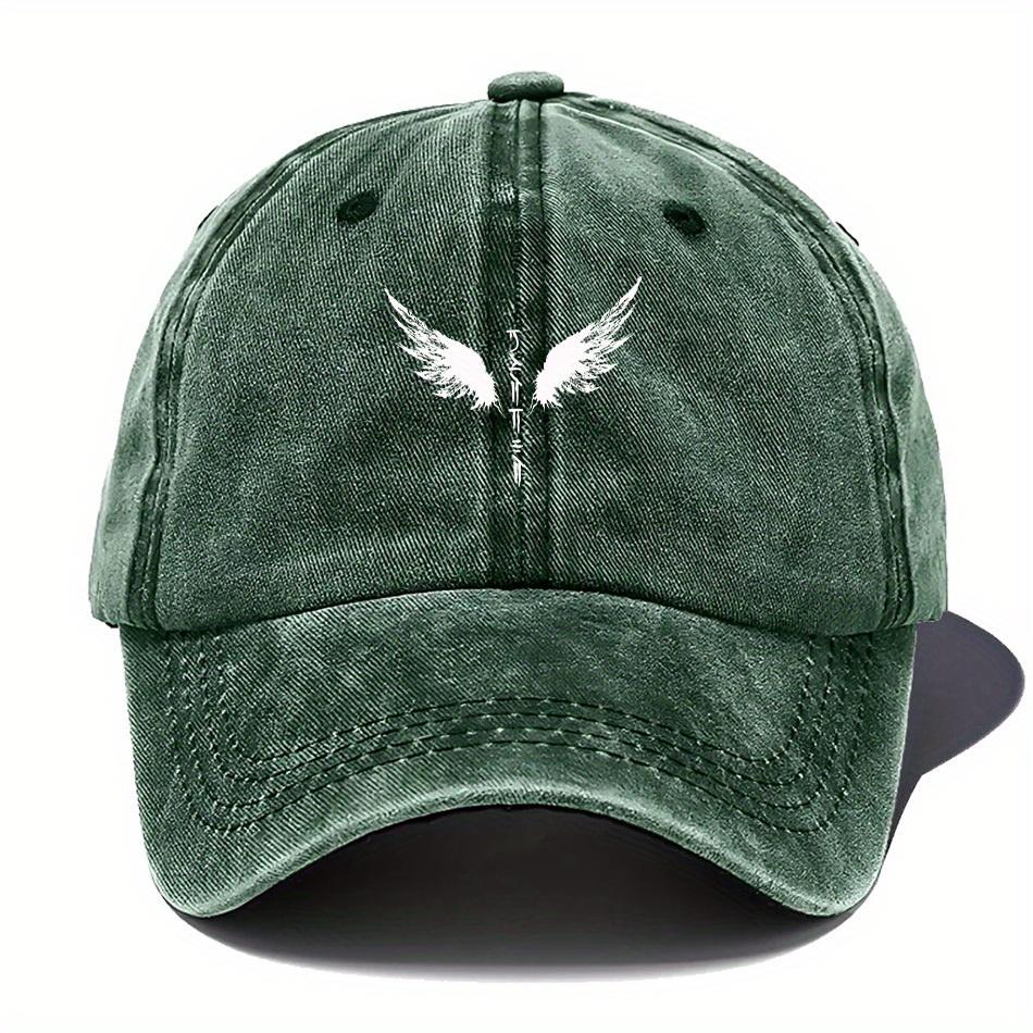 Classic Feathered Totem Print Baseball Cap - Black Outdoor Festival Hat With Wing & Design, Hand Washable Textile Material