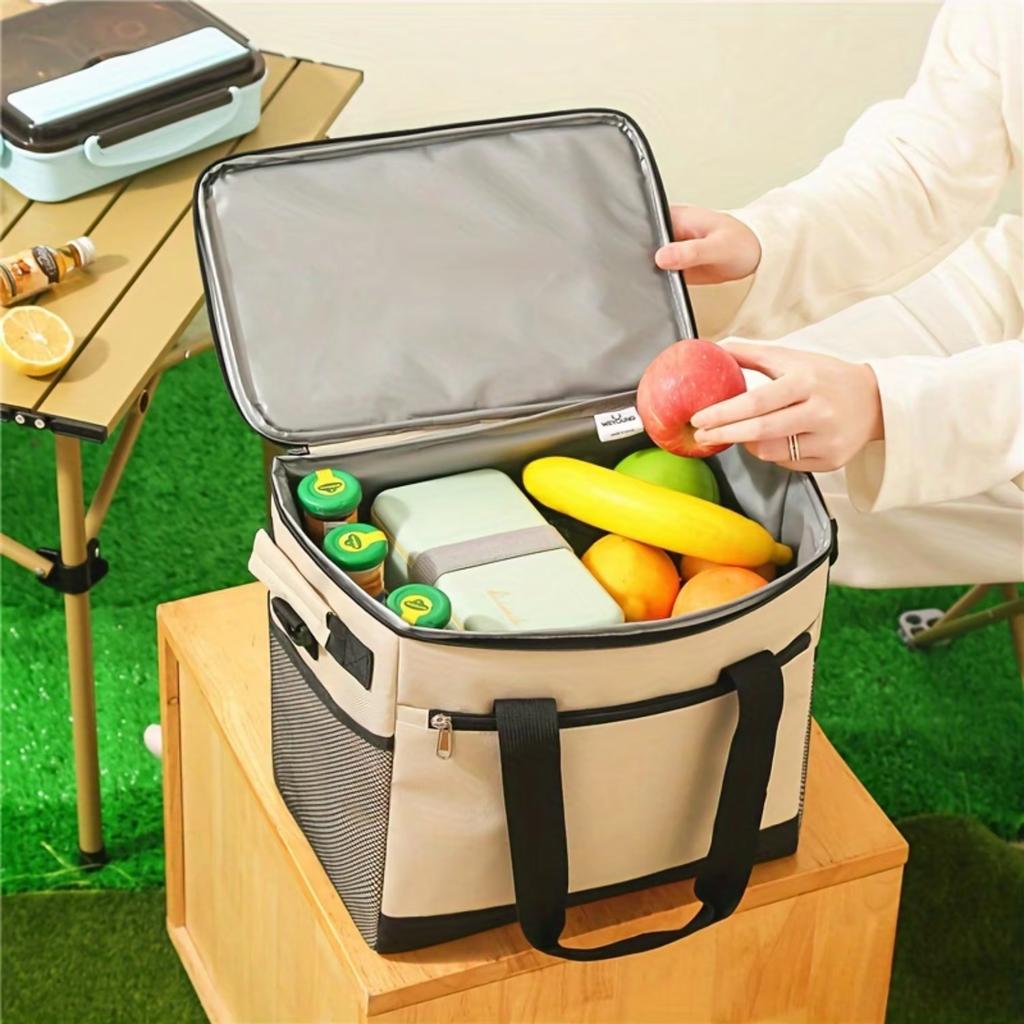 1pc Large-capacity Insulated Box Oxford Cloth Refrigerated Ice Pack Outdoor Camping Portable Hand-held Picnic Bag Storage Bag