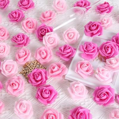 200Pcs Artificial Roses Artificial Flower Heads Stemless Rose 5cm Foam Roses Artificial Rose Flower Heads for DIY Craft Wedding Baby Shower Decoration
