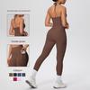 Solid Color Brushed Back Halter Pocket Yoga & Running Fitness Set