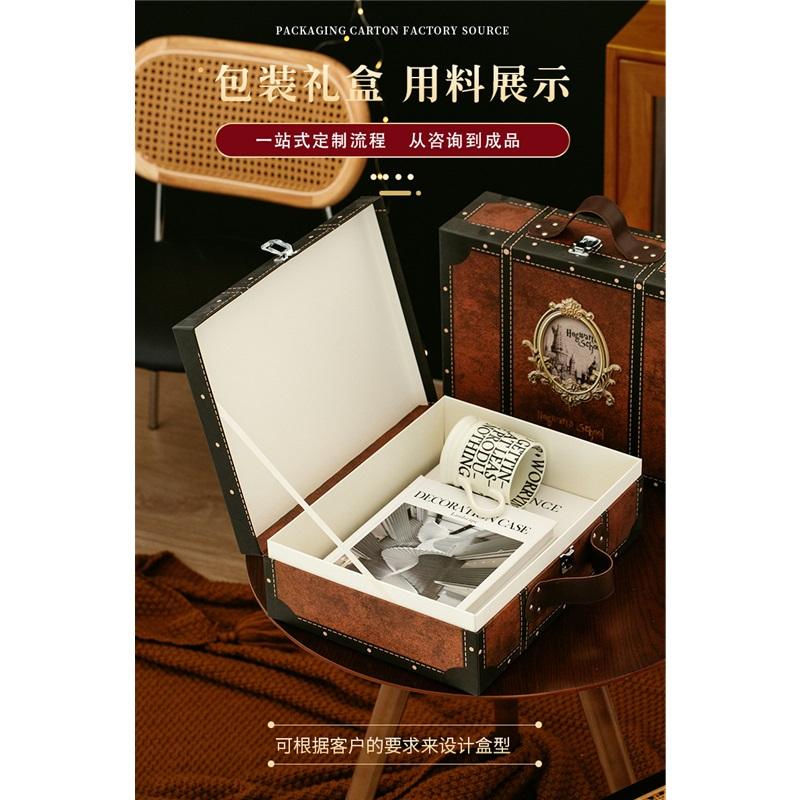 Vintage European Retro Suitcase Large Handheld Storage Box Photography Prop Antiqued Gift Box