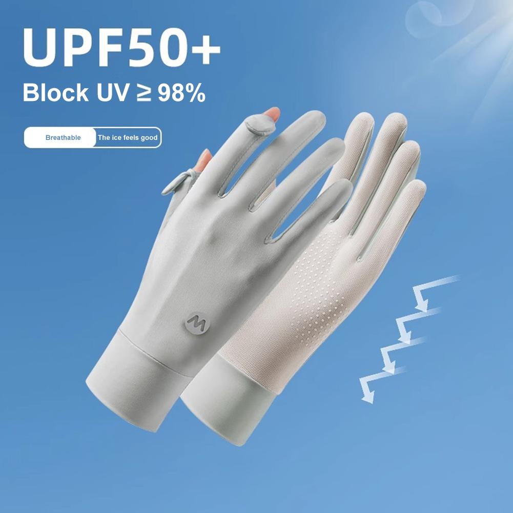 Women UV Sun Protection Gloves Full Finger Touchscreen Driving Gloves Breathable Ice Silk Cycling Gloves Non Slip for Summer