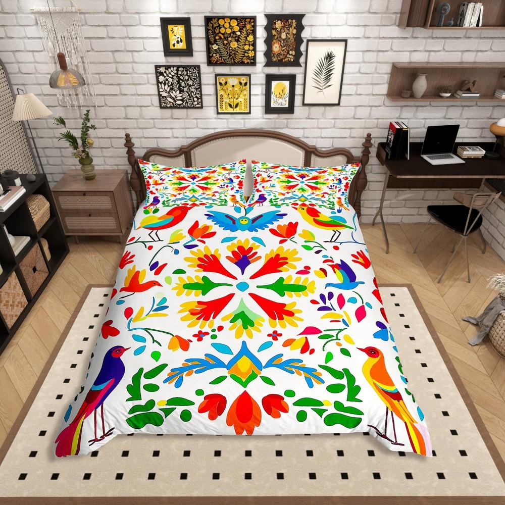 

Homewish Hippie Bird Animal Duvet Cover Set For Teens,Mandala Orange Flower Botanical Bedding Set,Countryside Bed Set DE XS 100x135cm 2pcs&set