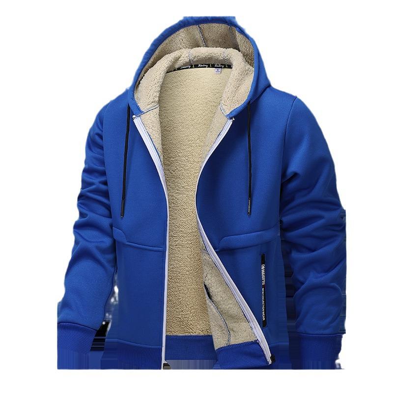 Men's Lamb Wool Hoodie Cardigan - Cross-Season, Thick, Casual, European Fit