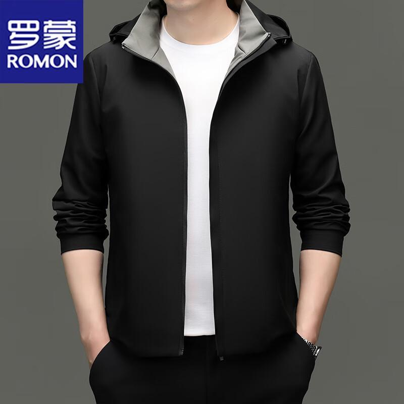 ROMON Men's Business Casual Hooded Jacket