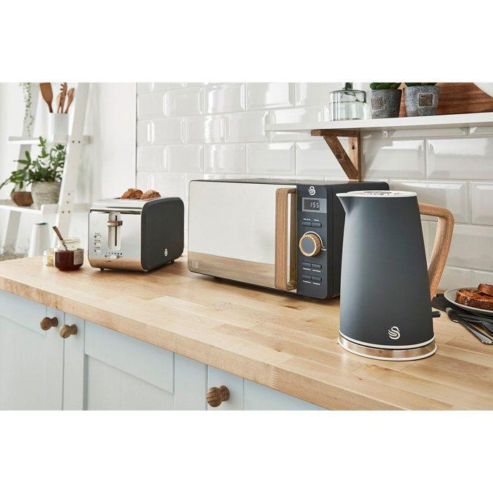 Set petit-déjeuner bouilloire grille-pain micro-ondes 20L Nordic Gris SWAN STRP1060GRYNEU Gris 44300
