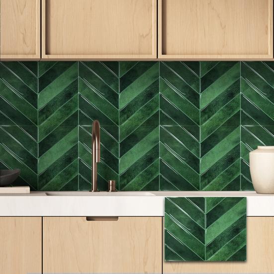 10Pcs Wall Stickers Dark Green Leaf Pattern Easy to Paste Anti-Slip Wall Decals Living Room Bedroom Kitchen Decor