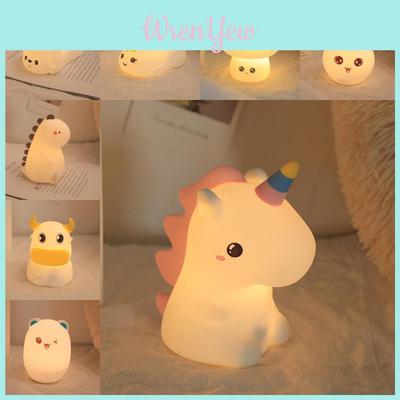 Unicorn Cat Dinosaur Silicone Night Light Creative Touch Sensor Mood Lamp For Kids Bedroom Decor