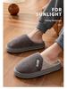 Men's Minimalist Non-Slip Indoor Cotton Slippers - Fleece-Lined, Thick Sole, Color Block, Autumn/Winter Warm Shoes