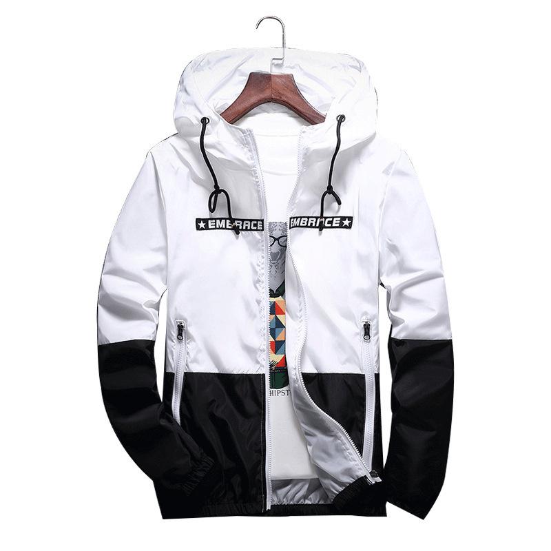 Frühling und Herbst Mode Color Blocking Herren Jacke Casual Trend dünne Student Windjacke Jacke Kapuzenjacke Top