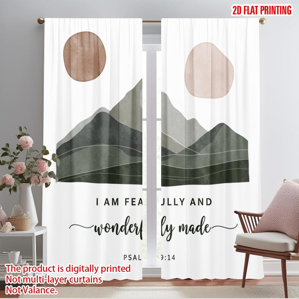 

2pcs 2D flat printing Party Window Curtains Mountain Landscape Affirmation Polyester Fabric Without Electricity Family Party for 52.50×116.00 CM 2pcs