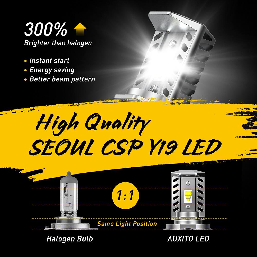 AUXITO 1Pcs H4 LED Motorcycle Headlight Bulb CSP Fanless 6500K H4 9003 HB2 LED Hi/Lo High and Low Beam Car Motorbike Headlamp