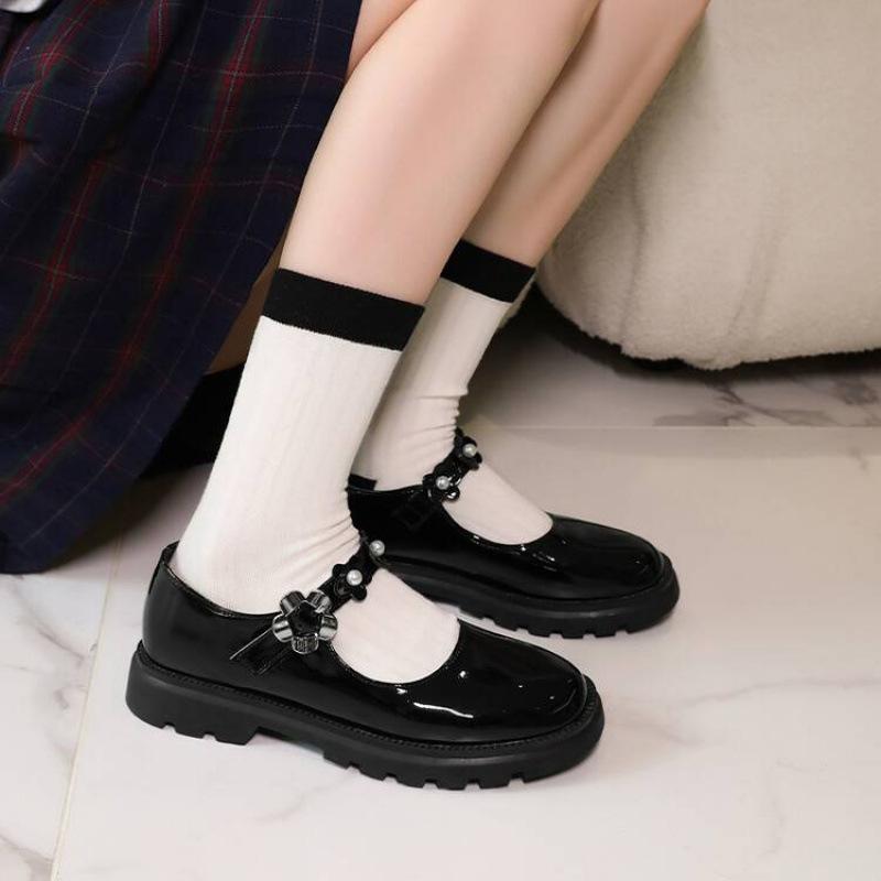 New patent leather children's single shoes thick-soled non-slip medium and large children's shoes, little girls' leather shoes buckle low-top small le
