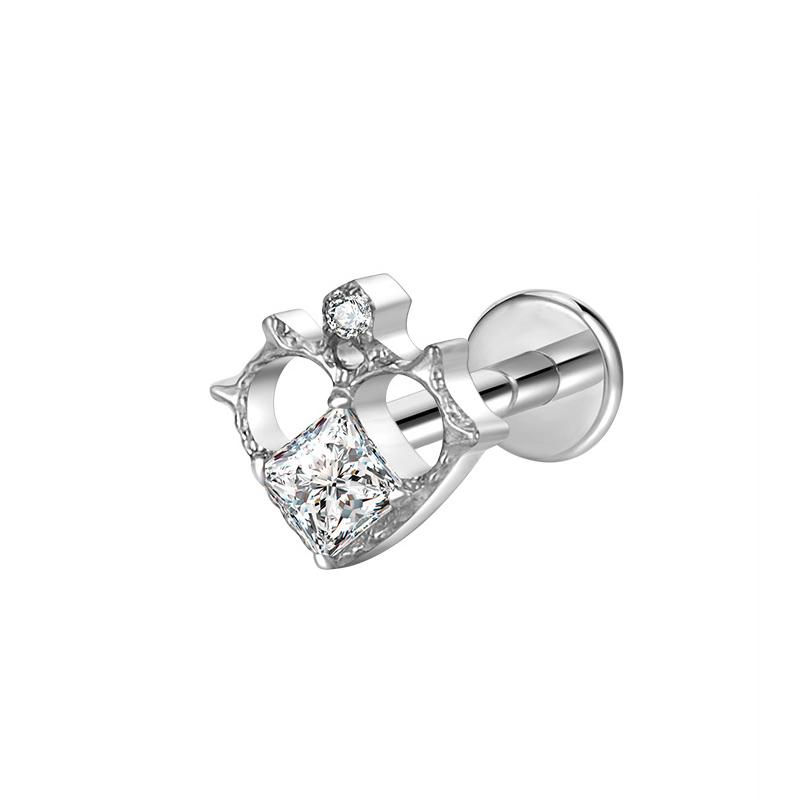 Hot Sale Body Jewelry: Titanium Labret Flatback Tragus Earring Stud Internal Thread Zircon Rings