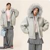 Unisex Retro Fur Collar Hooded Cotton Jacket - Winter Warm Thickened Outerwear