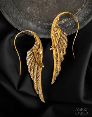 Angel Wings Exaggerated Pendant Earrings with Alloy Hooks