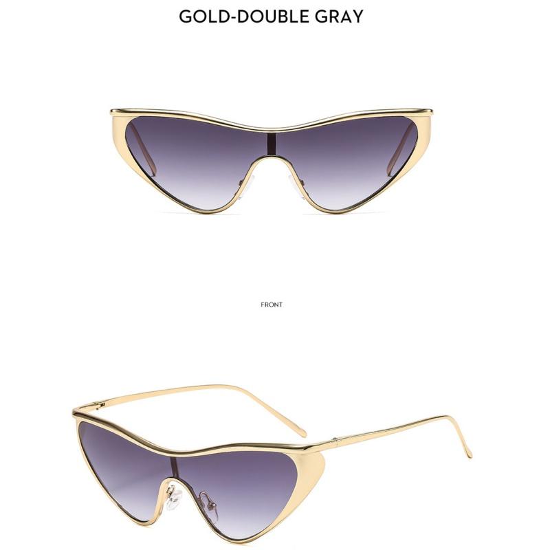 Women's sunglasses, men's and women's fashion metal one-piece cat's eye sunglasses