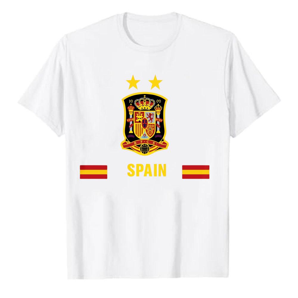 2026 Spain National Color Abstract Graphic Tshirt Unisex Loose Fit Country Themed Art Print Urban Street Style Casual Tees