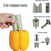 2-in-1 Fruit Pepper Corer Manual Seed Extractor for Red Yellow Green Peppers Versatile Tool for Kitchen Home Use