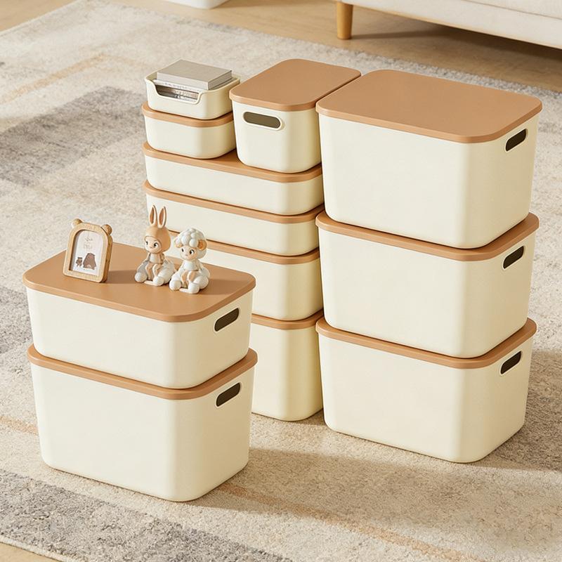 Desktop sundries storage box with lid Plastic snacks Clothing sorting box Toy storage basket Cosmetics storage box