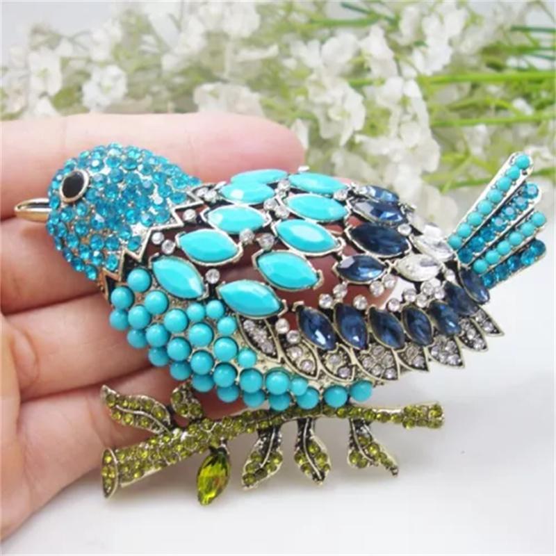 Vintage Women Girls Heavy Industry Crystal Animal Brooch Pin Fashion Luxury Shiny Boutique Rhinestone Badges Corsages For Lady