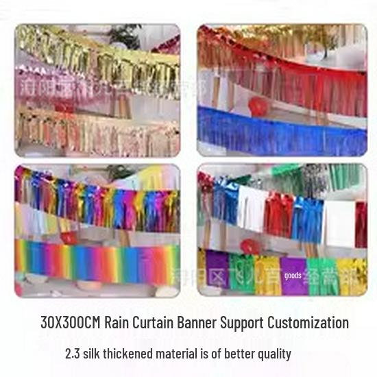 Verdickter Lametta-Vorhang-Banner: 3-Meter Partydekoration für Geburtstage, Hochzeiten und Abschlussfeiern