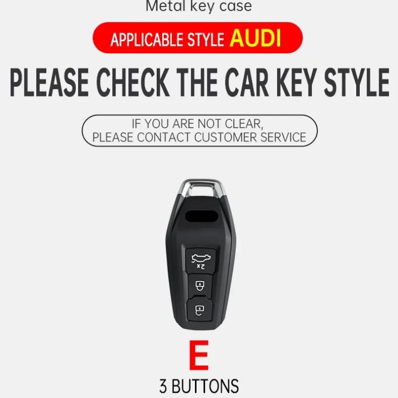 Metal Leather Car Key Case Cover for A3 A5 A5L 2025 Q5 Q6 Q6L A6 A6L 2025 Keychain Remote Protection Bag Shell