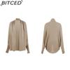 BITCED Autumn/Winter Women's Knitwear Solid-Colour Batwing-Sleeve Cardigan
