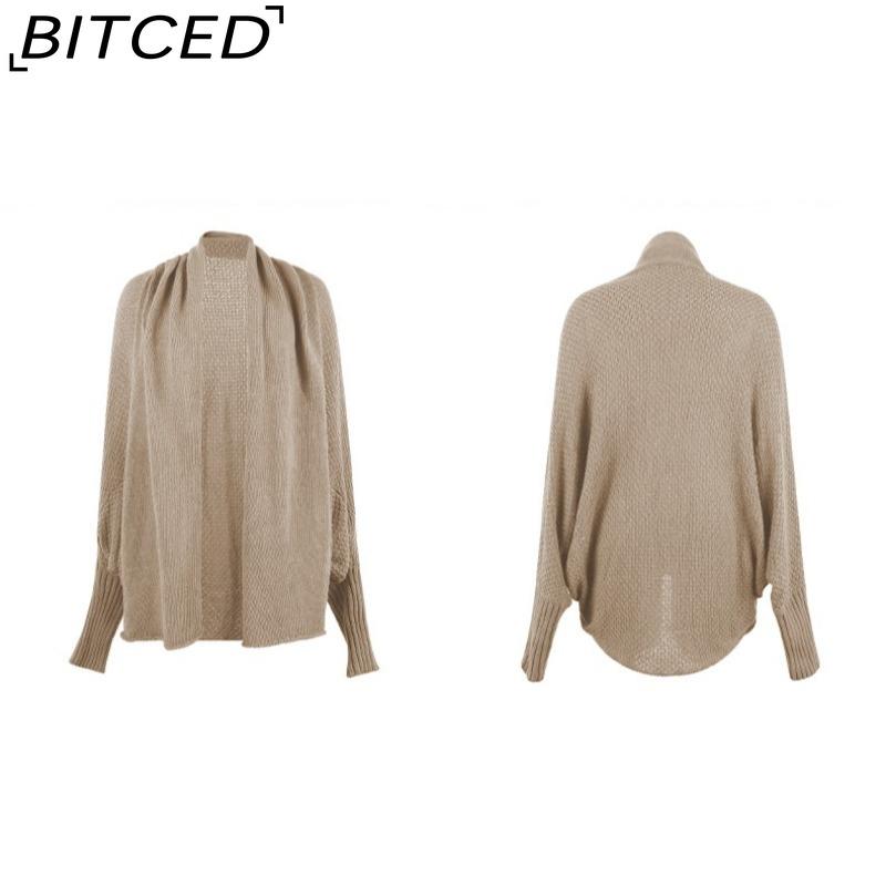 BITCED Autumn/Winter Women's Knitwear Solid-Colour Batwing-Sleeve Cardigan