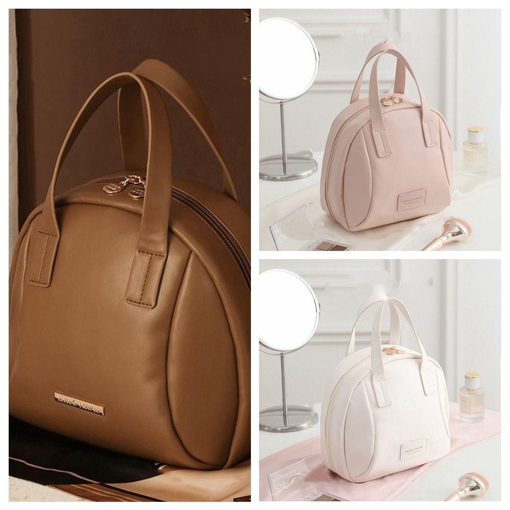 Shell Bag PU Leather Cosmetic Bag Zipper Small Square Bag Simple Makeup Pouch Bag Travel