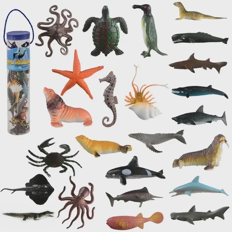 24 Simulerte Havdyrmodeller: Hai, blekksprut og mer - Lærerike og kreative leker for barn