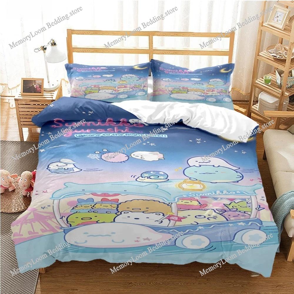 Cartoon Sumikko Gurashi Anime Niedliche Bettbezug Lustiges Kawaii Bettwäsche-Set Weicher Bettdeckenbezug und Kissenbezug Einzel_Doppel_Queen_King